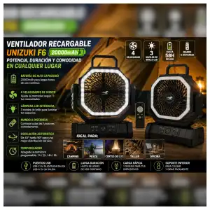 Ventilador Recargable Unizuki F6 20000mAh miniatura 3